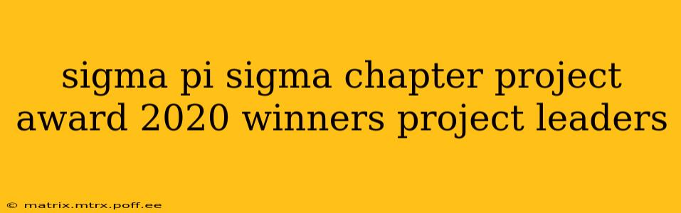 sigma pi sigma chapter project award 2020 winners project leaders