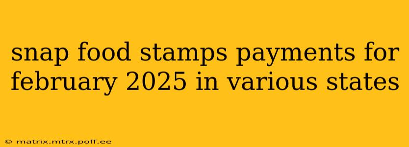 snap food stamps payments for february 2025 in various states