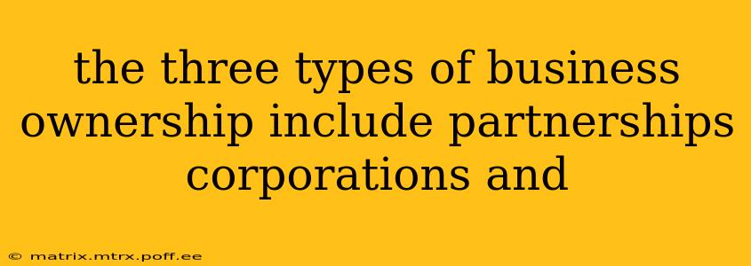 the three types of business ownership include partnerships corporations and