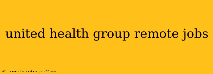united health group remote jobs