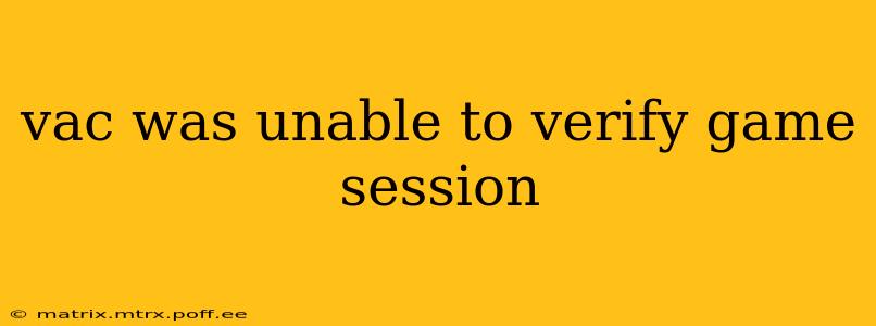 vac was unable to verify game session