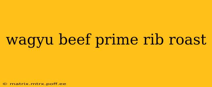 wagyu beef prime rib roast