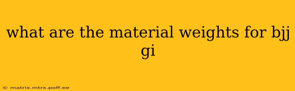 what are the material weights for bjj gi