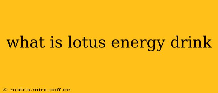 what is lotus energy drink