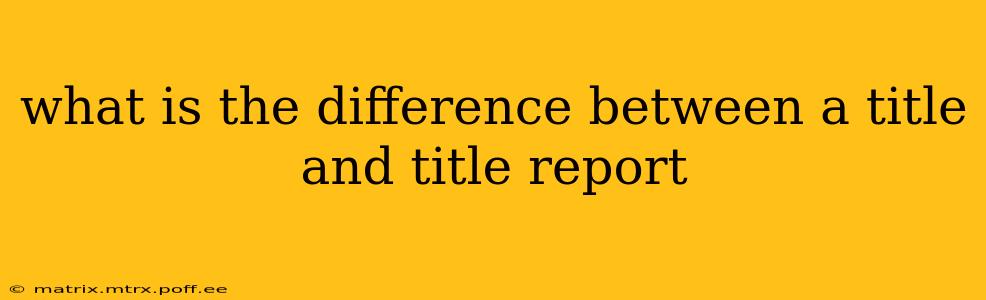 what is the difference between a title and title report