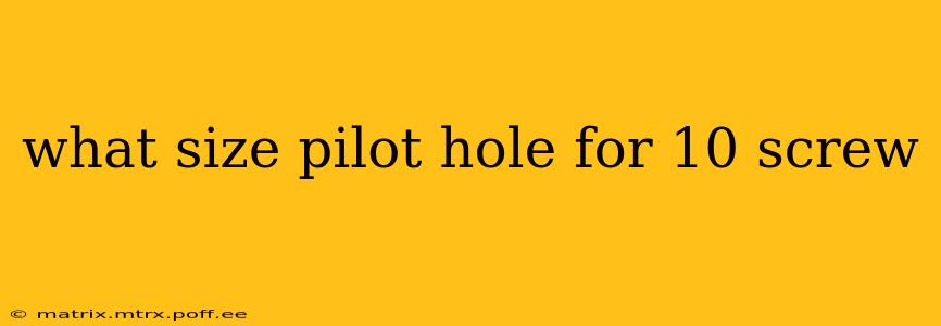 what size pilot hole for 10 screw