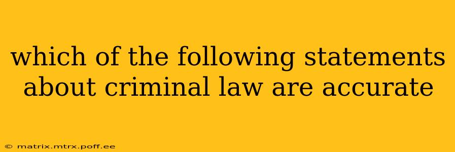 which of the following statements about criminal law are accurate