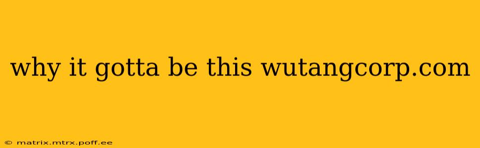 why it gotta be this wutangcorp.com