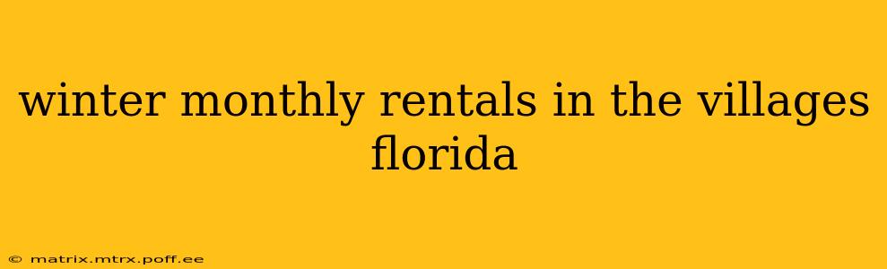 winter monthly rentals in the villages florida