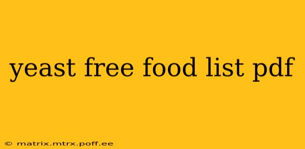 yeast free food list pdf